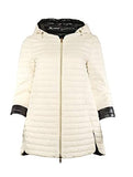 Three Quarter Sleeve Hooded Jacket - Off White and Black