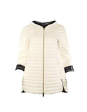 Three Quarter Sleeve Hooded Jacket - Off White and Black