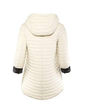 Three Quarter Sleeve Hooded Jacket - Off White and Black