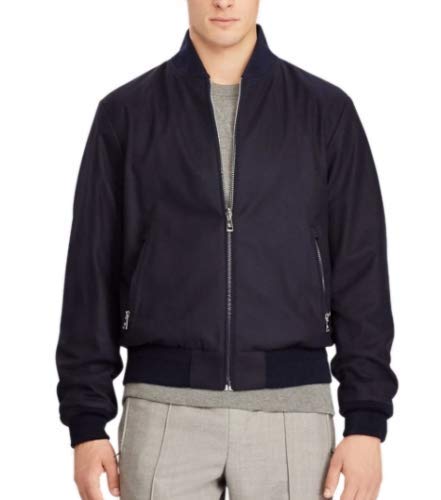 Ralph Lauren Purple Label Drayton Cotton-Blend Bomber Jacket in Blue | Men's Size 52