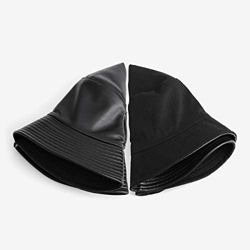 Reversible Bucket Hat - Unisex - Vegan Leather and Black  display picture 1