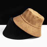 Reversible Bucket Hat - Vegan Suede and Black