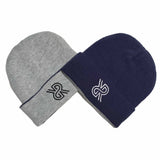 Reversible Knit Hat by ALLREVERSIBLE brand navy and grey with embroidered logo