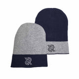 Reversible Knit Hat by ALLREVERSIBLE brand navy and grey with embroidered logo
