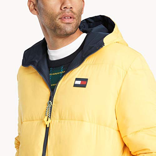 Long Reversible Puffer Jacket - Men's - Tommy Hilfiger - Navy and ...