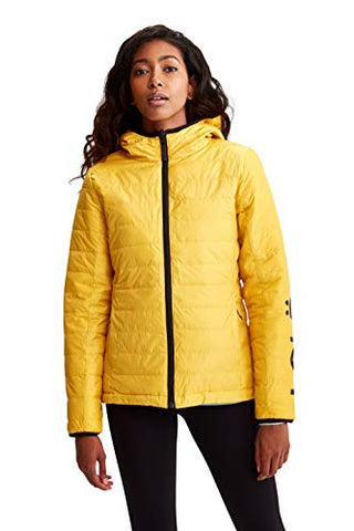 Reversible Packable Down Jacket - Yellow and Black