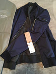 Reversible Wool Puffer Jacket - Navy and Grey - Size 46
