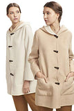 Reversible Hooded Alpaca Coat - Beige and Cream