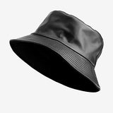 Reversible Bucket Hat - Vegan Leather and Black