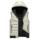 Reversible Down Hooded Vest - Cream and Black