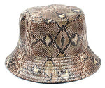 Reversible Bucket Hat - Vegan Snakeskin and Black