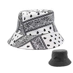 Reversible Bucket Hat - Paisley White and Black