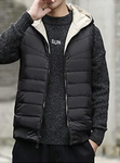 Reversible Down Hooded Vest - Cream and Black