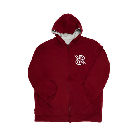 Reversible allreversible brand hoodie hoody full zip burgundy and grey