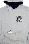 Reversible allreversible brand hoodie hoody pullover grey and navy media pocket