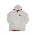 Reversible allreversible brand hoodie hoody full zip grey and red