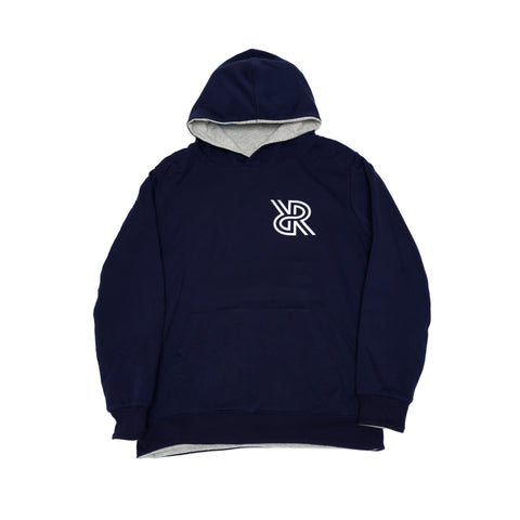 Reversible allreversible brand hoodie hoody pullover navy and grey