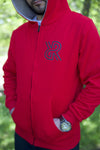 Reversible allreversible brand hoodie hoody full zip red and grey