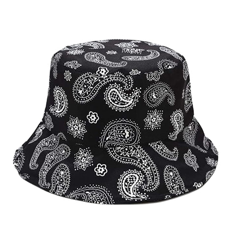 Reversible Bucket Hat - Paisley and Black