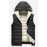 Reversible Down Hooded Vest - Cream and Black